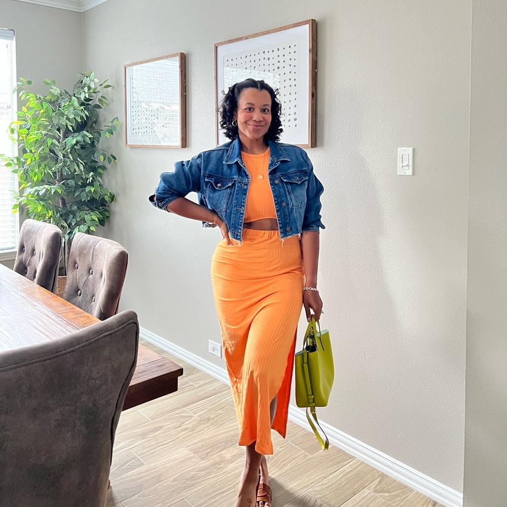 Orange Amazon Set - Crop top & Maxi skirt